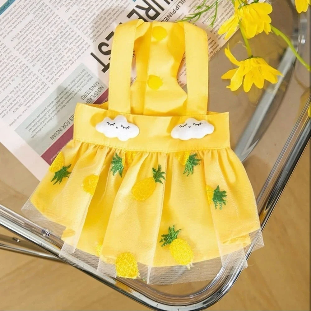 Dog Dresses Yellow Pineapple Small Puppy Dress Spring Summer Girls